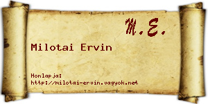 Milotai Ervin névjegykártya